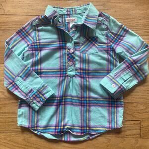 Cat & Jack Toddler Girl Long Sleeve Cotton Plaid Flannel Shirt (4T)
